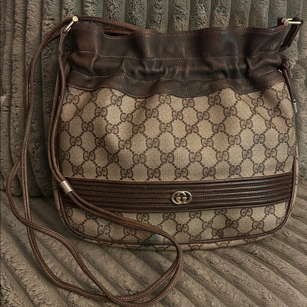 Gucci Vintage 70s Crossbody Bag GG Monogram Camera Bucket Shoulder Bag 1970s - Picture 4 of 17